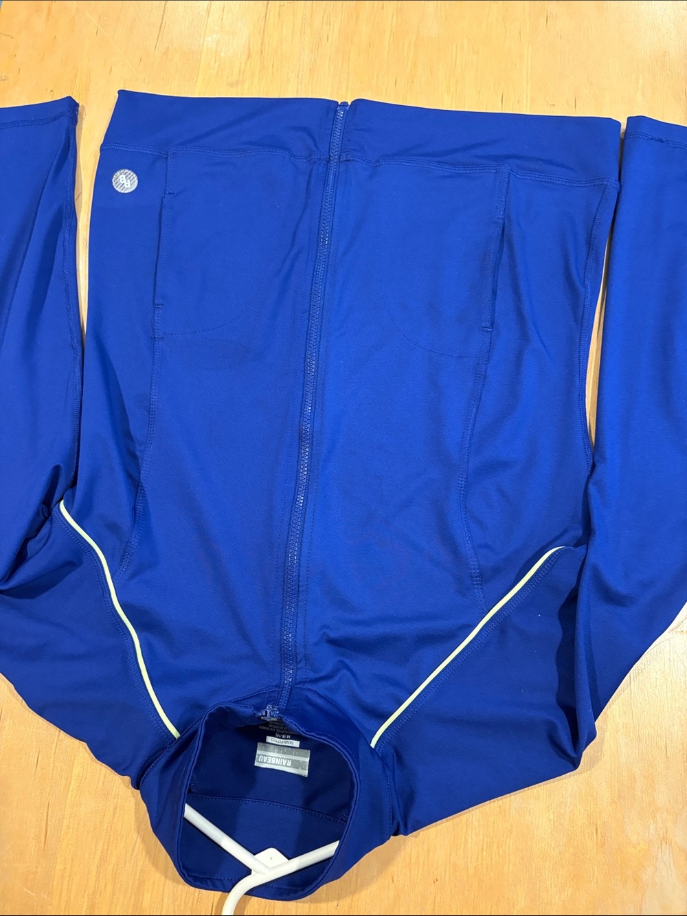 Rainbeau ~ Electric Blue Lime Green Piping Women's Full-Zip Jacket Top Athletic